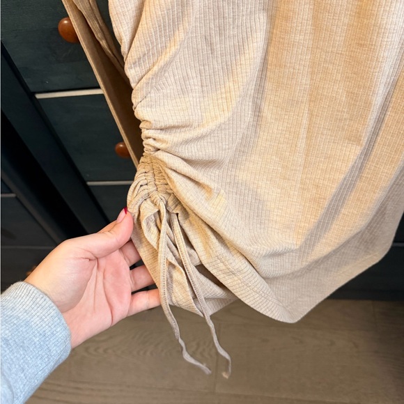 Dynamite Beige Ruched Long Sleeve Top - Picture 3 of 3